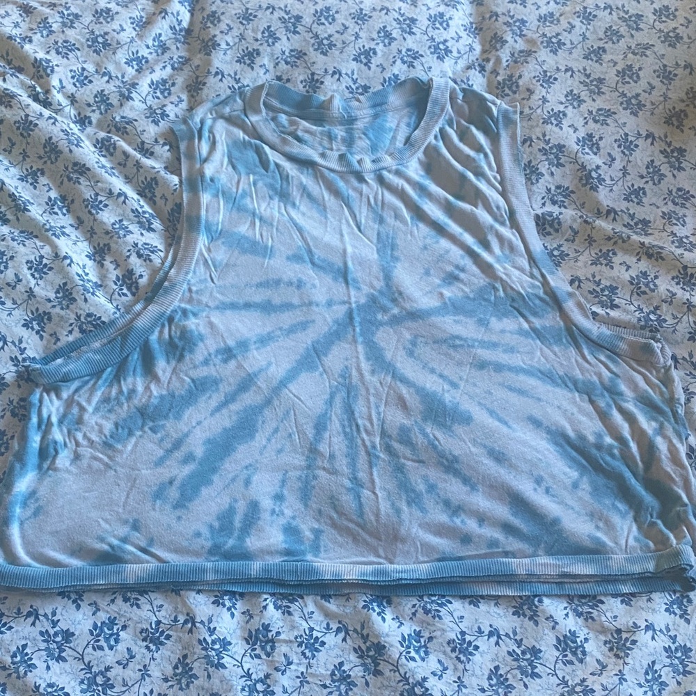 FP Movement by Free People Sky Blue Tie-Dye Muscle Tee